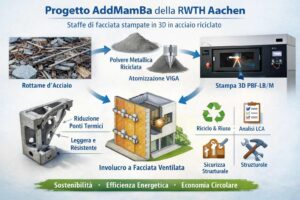 AddMamBa (RWTH Aachen), staffe per facciate ventilate stampate in 3D con acciaio riciclato contro i ponti termici