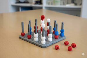 Blindterni un progetto di gioco accessibile ispirato a “Forza 4” sviluppato da un team del Westfälisches Institut für Bionik