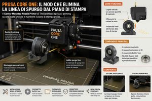 Prusa CORE One, un primer meccanico prova a eliminare la linea di spurgo dal piano