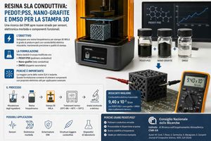 Dal CNR una resina MSLA conduttiva con PEDOT:PSS, nano-grafite e DMSO