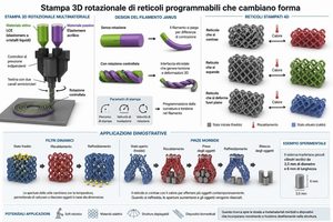 Stampa 3D rotazionale, i reticoli programmabili che cambiano forma con il calore