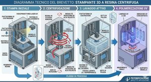 Brevetto cinese per una stampante a resina 3D tutto-in-uno unire centrifuga, stampa, lavaggio e post-cura nello stesso dispositivo