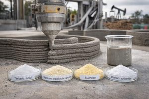 Geopolimeri per stampa 3D del calcestruzzo, uno studio confronta STPP, saccarosio, acido tartarico e cloruro di bario