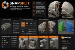 SnapSplit un add-on per Blender pensato per dividere modelli troppo grandi e creare giunzioni pronte per la stampa