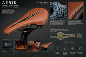 AERIS, la sella per bicicletta di Mahdi Naïm Studio che combina stampa 3D e pelle cucita a mano