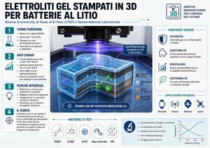 Batterie al litio su misura UTEP e Sandia studiano elettroliti gel stampati in 3D