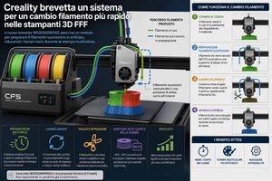 Creality studia e brevetta un sistema per rendere più rapido il cambio filamento nelle stampanti 3D FFF