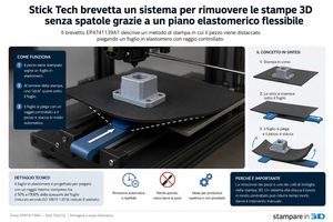 Un brevetto di Stick Tech punta a semplificare il distacco dei pezzi stampati in 3D