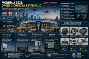 I Mondiali di Calcio 2026 droni, sicurezza aerea e stampa 3D entrano negli stadi