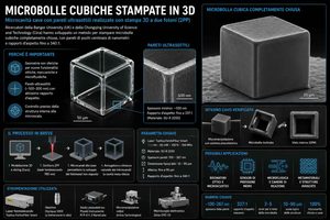 Microbolle cubiche stampate in 3D nuove microcavità cave con pareti ultrasottili