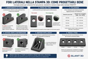 Slant 3d, fori laterali nella stampa 3D come progettarli senza crepe, cedimenti e problemi di misura