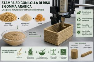 Stampa 3D con lolla di riso e gomma arabica: una pasta naturale per estrusione