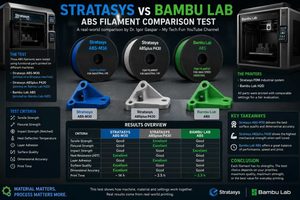 Stratasys contro Bambu Lab il confronto sui filamenti ABS mostra più sfumature che vincitori