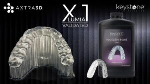 Axtra3D valida la resina KeySplint Hard Clear di Keystone Industries per la produzione di splint e retainer dentali