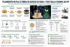 Filamento in PLA e fibra di guscio di soia una ricerca studia i limiti della stampa 3D FFF