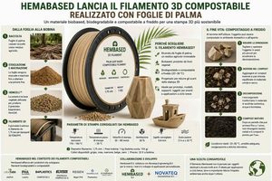 Hembased sviluppa un filamento 3D compostabile a freddo ricavato dalle foglie di palma