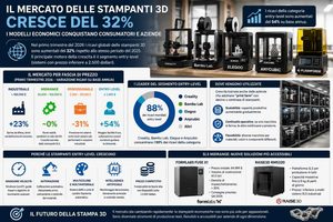 Stampante 3D professionale o modello entry-level: quale conviene davvero a un’azienda? Il mercato delle stampanti 3D cresce del 32%: i modelli economici conquistano consumatori e aziende