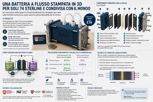Queen’s University Belfast realizza una cella per batterie a flusso stampata in 3D dal costo di 74 sterline