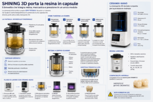 SHINING 3D porta la resina in capsule il brevetto che trasforma il contenitore in una parte della stampante 3D