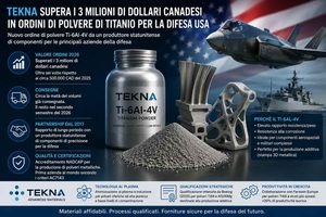 Tekna supera i 3 milioni di dollari canadesi in ordini di polvere di titanio per la difesa statunitense