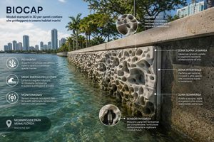 BIOCAP a Miami i moduli stampati in 3D trasformano le pareti costiere in habitat marini