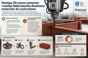 Stampa in 3D senza cemento, Trinity College Dublin  un geopolimero ottenuto da scarti della bauxite con Harcourt Technologies e COBOD