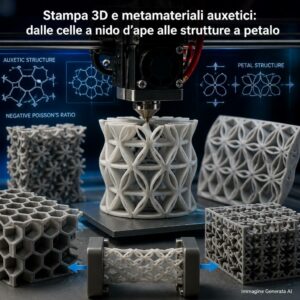 Strutture auxetiche in resina la geometria delle celle modifica carico massimo e assorbimento di energia