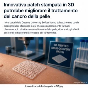 Stampa 3D e tumori della pelle Queen’s University Belfast sviluppa un cerotto con microneedle dissolvibili