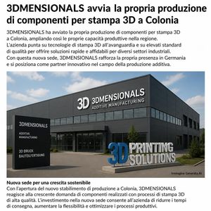 3Dmensionals passa dalla vendita delle stampanti alla produzione diretta di componenti