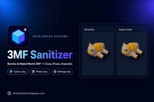 3MF Sanitizer Strumento browser che apre i file Bambu e MakerWorld per Cura, PrusaSlicer e Anycubic