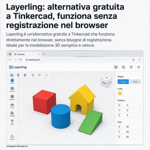 Layerling porta il CAD 3D nel browser: alternativa open source a Tinkercad con fillet, chamfer ed esportazione STEP