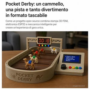 Pocket Derby trasforma una stampante 3D e alcuni ESP32 in una corsa di cammelli elettronica fino a quattro giocatori