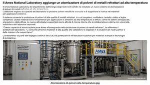 Ames National Laboratory entra in un regime termico quasi irraggiungibile per i normali atomizzatori di polveri metalliche