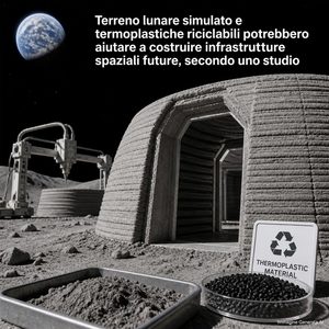 Concordia stampa compositi PEKK riciclato e regolite simulata per assorbire gli urti lunari