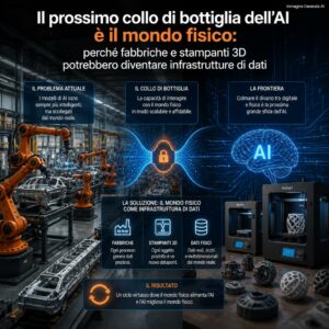 Il prossimo collo di bottiglia dell’AI è il mondo fisico: perché fabbriche e stampanti 3D potrebbero diventare infrastrutture di dati
