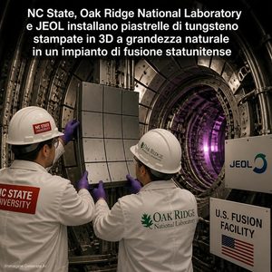 Piastrelle in tungsteno stampate in 3D resistono a 74 scariche di plasma nel tokamak DIII-D da North Carolina State University, Oak Ridge National Laboratory (ORNL), JEOL
