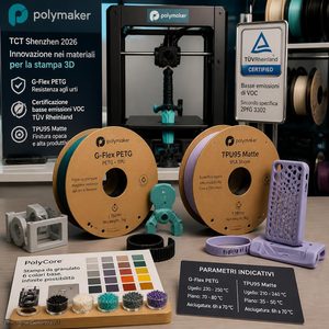 Polymaker presenta G-Flex PETG certificato low-VOC e TPU95 Matte fino a 250 mm/s