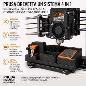 Prusa domanda di brevetto studia una stazione automatica per ugelli FFF con taglio, spazzola e parcheggio