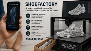 Sneakprint lancia ShoeFactory scarpe come file di impronta, calcolati a partire da scansioni del piede tramite telefono cellulare.