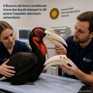L’Università di Utrecht ricostruisce becco superiore e inferiore di un bucero con la stampa 3D