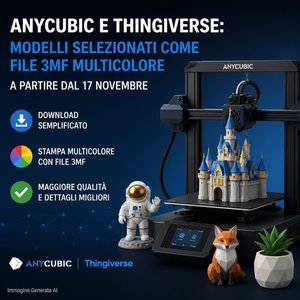Anycubic e Thingiverse, accordo sui modelli multicolore 3MF cosa cambierà dal 17 novembre