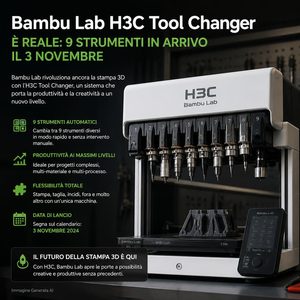 Bambu Lab H3C nove utensili nel teaser ufficiale, presentazione il 3 novembre