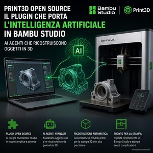 print3d: un progetto open source italiano collega agenti AI, Blender e Bambu Studio