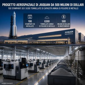 Jiuquan progetta 100 stampanti 3D e 6.300 tonnellate di polveri per l’aerospazio