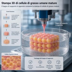Bioprinting degli adipociti maturi un bagno di agarosio permette di costruire modelli 3D di tessuto adiposo