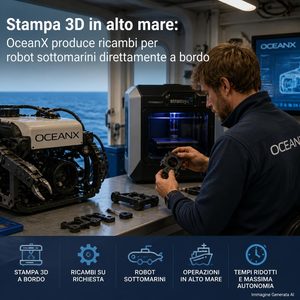 OceanXplorer stampa ricambi in mare, cosa cambia nella manutenzione dei robot subacquei
